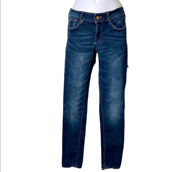 & Jeans Womens 27 Casual Denim Retro Rrgular Mid Rise Skinny Leg Pants Blue - Picture 1 of 4
